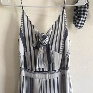 WHITE AND BLUE JUMPSUIT